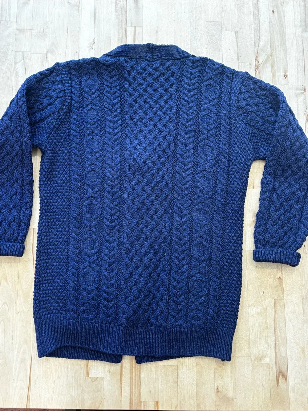 Aran Crafts Navy Cable-Knit Cardigan with Pockets